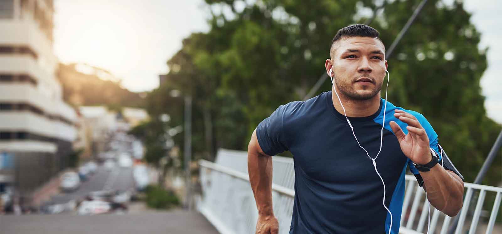 Man running on a city street